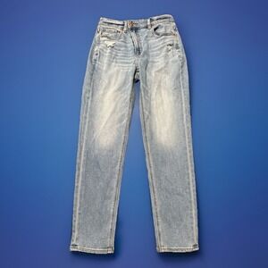 American Eagle Stretch Mom Jean Women's 0 Short Blue Denim Mid Rise 25x26